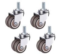 Swivel Castor Wheels 2" Stem Caster Wheels, Double Wheel Design, Furniture Castors with Threaded Stem, Screwed Bolt M12x25cm, Replacements Castersfor Trolley, Workbench,