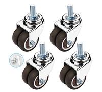 Swivel Castor Wheels 38Mm/1.5" Small Furniture S With Brakes, S With M12 Threaded Shaft, Trolley Casters, Plate Casters, Replacement Casters, Set Of 4 (2 S +).