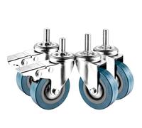 Swivel Castor Wheels 4 Pack with BrakesNoiseFree Safety Lock M10/M12 65mm No Floor Marks 80kg Load Capacity Perfect for Carts Furniture Toolboxes Workbenches