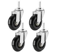 Swivel Castor Wheels 4X Replacement S With M8X25Mm M10X25Mm Threaded Shaft 64Mm (2.5") Silent Rubber S With Brake For Furniture Trolley Dining Car (Size: Black M8X25