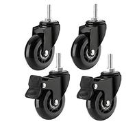 Swivel Castor Wheels 4X Replacement S With M8X25Mm M10X25Mm Threaded Shaft 64Mm (2.5") Silent Rubber S With Brake For Furniture Trolley Dining Car (Size: Black M8X25