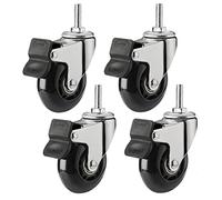 Swivel Castor Wheels 4X Replacement S With M8X25Mm M10X25Mm Threaded Shaft 64Mm (2.5") Silent Rubber S With Brake For Furniture Trolley Dining Car (Size: Black M8X25