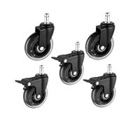 Swivel Castor Wheels 5 Pieces/Lot 2.5 Inch/3 Inch M11X22 Pole Universal Wheel Executive Chair Clip Caster Computer Office Transparent Mute(2 Universal 3 Brake,3 Inch)