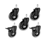 Swivel Castor Wheels 5 Pieces/Lot 2.5 Inch/3 Inch M11X22 Pole Universal Wheel Executive Chair Clip Caster Computer Office Transparent Mute(3 Universal 2 Brake,3 Inch)