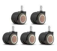 Swivel Castor Wheels 5 Pieces Office Chair Wheels, Rubber Wheels,Replacement Twin Castors Wheels,stem 11mm*21mm,Thread: 10mm*15mm, for Hard, Laminate,Wooden and Tiled Floo