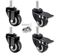 Swivel Castor Wheels 70Mm Stem S Furniture Bolt | M8, M10 | X 15/25 Mm, Quiet Universal Made Of Polyurethane, 4 Pieces (2 With Brakes And 2 Without Brakes)