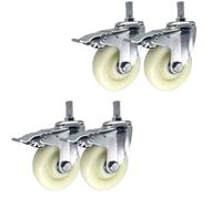 Swivel Castor Wheels 75/100/125Mm Heavy Duty Nylon Casters M16*60Mm Threaded Stem Casters Industrial Furniture Caster No Noise Trolley Set Of 4With Brake100Mm