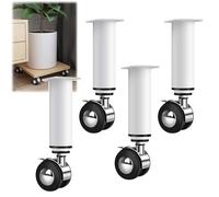 Swivel Castor Wheels Adjustable Furniture Feet Set Of 4 Universal Metal Legs With Caster For Couch Armchair Recliner Dresser (12 18Cm Height)
