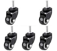 Swivel Castor Wheels Caster5Pcs Stem Caster Wheel2Inch Furniture S In PvcBlackWith Threaded StemHeavy DutyDouble BearingCapacity Max 200KgFor SeatCoffee TaUniversalM10