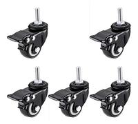 Swivel Castor Wheels Caster5Pcs Stem Caster Wheel2Inch Furniture S In PvcBlackWith Threaded StemHeavy DutyDouble BearingCapacity Max 200KgFor SeatCoffee TaBrakeM12