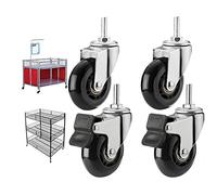 Swivel Castor Wheels Furniture S, M8 X 25 Mm | M10 X 25Mm Threaded Shaft Casters Set Of 4 Heavy Duty S Rubber Industrial S 2.5" (64Mm) For (Size: Silver M10 X 25Mm, Color: 2 Brake