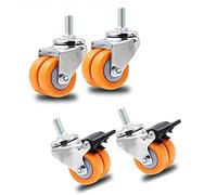Swivel Castor Wheels Furniture S S Set Of 4 M12 X 25Mm Threaded Shaft Houseables With Brake Double Wheel Heavy Duty (50Mm)