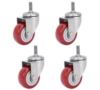 Swivel Castor Wheels Heavy Duty 3/4/5In Caster Set Of 4 360° Pu Silent Industrial Threaded Stem Casters For Furniture & Shopping Carts (12X30Mm)