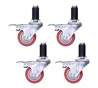 Swivel Castor Wheels Heavy Duty Polyurethane Caster Set Of 4 With Brake 75Mm Round Tube M12X60Mm For Trolley Workbench Furniture And Shelfdurable And Versatile