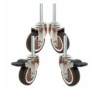 Swivel Castor Wheels Heavyduty 2/2.5/3/4In Caster With M12X60Mm Threaded Stem Silent Design Locking Trolley Casters Durable Antiwear Rubber For Furniture Set Of 4