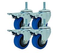Swivel Castor Wheels M12 Stem Casters With Screw Threaded 3/4/5/ Inch Furniture Caster With Brake Heavy Duty Rubber Industrial S Workbench Carts Set Of 4With Brake4 Inch