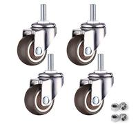 Swivel Castor Wheels Set of 4, 25mm TPE Rubber Noise-Free Threaded Stem Furniture Casters for Easy Mobility, 360° Rotation for Trolleys & Small Furniture