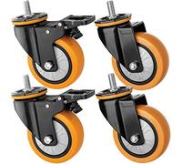 Swivel Castor Wheels Trolley 125mm 5'' Heavy Duty Wheels Thread M12 Swivel with Brake for Furniture and Silent PU 540kg Industrial for T (Black M12 5inch 2