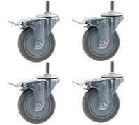 Swivel Castor Wheels Trolley 3''/4''/5'' Rubber Thread M12 Heavy Duty 300-400kg Wheels for Hospital Furniture Swivel with Brake Silent TPR Double (One Colo