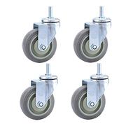 Swivel Castor Wheels Trolley 4 Heavy Duty M12 × 30mm Thread Industrial Transport Rubber Wheels With Brake 75mm / 100mm/125mm 400KG Universal Swiv (Grey 4in