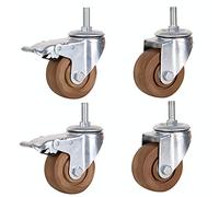 Swivel Castor Wheels Trolley 4 Heavy duty wheels Thread M12 3inch 100mm 5'' Swivel 400kg-480kg Silent Industrial Transport Nnylon With brake Fact (Brown 4i