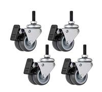 Swivel Castor Wheels Trolley 4 Thread M10 Furniture wheels 2'' 50mm Double wheel Heavy duty 200kg Silent TPR Rubber Swivel with brake Steel brack ()