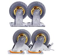 Swivel Castor Wheels Trolley 4 x Plate Rubber wheels 4 inch Wear resistant Silent Non-slip for Furniture Industrial transportation Wooden floor T (One Colo