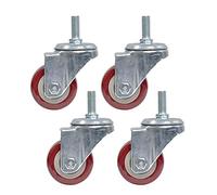 Swivel Castor Wheels Trolley 4 x PU, Thread Stem M12, 2.5inch 63mm, Heavy duty 300kg, Carbon steel bracket Swivel Universal Silent Wheels, with brake for Furniture Hospital Office chair Scaffolding
