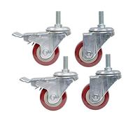 Swivel Castor Wheels Trolley 4 x PU, Thread Stem M12, 2.5inch 63mm, Heavy duty 300kg, Carbon steel bracket Swivel Universal Silent Wheels, with brake for Furniture Hospital Office chair Scaffolding