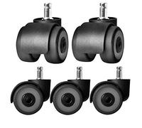 Swivel Castor Wheels Trolley 5 Wheels for Office Chair 50mm 2inch Stem M10/M11 Silent Rubber Swivel 280kg Double Bearing for Crib Trolley Table B (Black M1