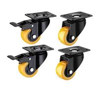 Swivel Castor Wheels Trolley Furniture 1.5''/2'' Heavy Duty Wheels 200-240kg Silent PU Swivel Industrial Double Bearing with Brake for Sofa Troll (One Colo