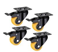 Swivel Castor Wheels Trolley Furniture 1.5''/2'' Heavy Duty Wheels 200-240kg Silent PU Swivel Industrial Double Bearing with Brake for Sofa Troll (One Colo