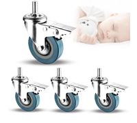 Swivel Castor Wheels Trolley, Pack of 4 Furniture Castors With Brakes PVC Castor Wheels 65mm/75mm M10/M12 Thread(Brake,65MM/M12)