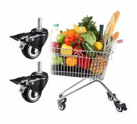 Swivel Castor Wheels With Threaded,Heavy Duty Castors Wheels For Furniture,PU Rubber Silent Castor,Swivel Castors With/Without Brakes,Trolley Caster,Set Of 4,4Brakes-40mm/M8x25mm