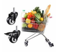 Swivel Castor Wheels With Threaded,Heavy Duty Castors Wheels For Furniture,PU Rubber Silent Castor,Swivel Castors With/Without Brakes,Trolley Caster,Set Of 4,2Nobrakes+2Brakes-40mm/M8x25mm