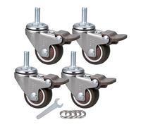 Swivel Castors, 4 Pcs Castor Wheels Heavy Duty, Office Chair Trolley Furniture Casters, Tpe Rubber Casters, Silent/Floor Protection, Replacement Casters,4Brakes-38mm/M8