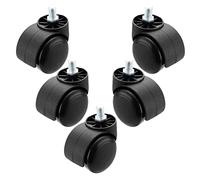 Swivel Castors 50mm, Chair Replacement Caster Wheels, Nylon and Pvc Rubber Castors Wheels, Black/Grey, Office Chair Swivel Casters, Without Brakes, 5 Pcs,Black-Thread