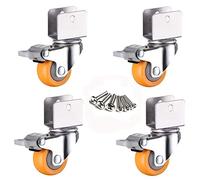 Swivel Castors Small Furniture Wheels 360° 1.5" Movable Trolley 38mm Pa Nylon with U-Shaped Bracket Load 75kg Pack of 4 Yellow/Brake/16mm/0 .6 inches