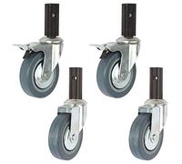 Swivel Castors Swivel Stem Furniture Wheel, With Square Tube Bracket Set Of 4 - No Noise - Capacity 210kg, For Dining Car Casters, Trolley Wheels