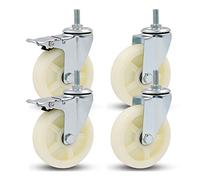Swivel Castors Universal Wheel Heavy Duty Swivel or Furniture Trolley Wheels with Nylon Moving Wheels Industrial M12 x 25mm Thread Shaft 4 Pack Universal 100mm 4 Inch