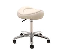 Swivel Chair Saddle Office Chair Adjustable Height 36-50 Cm, Artists l, Metal Salon Seat with 360° Swivel PU Wheel(Beige)