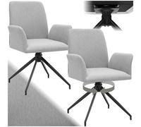 Tectake Swivel Chair Daya - Upholstered, Robust Fabric, 55.5 X 58 X 87 Cm - Light Grey, Set Of 4
