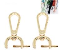 Swivel Clasps Hook, Detachable Snap Hook W/Screw Bar D Ring Claw Clasp, Metal Lobster Claw Clasp Hook for Lanyard Bag Leather Craft Purse Hardware DIY Bag (Gold,0.6in)
