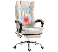 Swivel Computer,Microfiber Office Chair,High Back Computer Chair with 6 Point Massage,Heat,Adjustable Height and Retractable Footrest Reclining for Home,(Cream White)