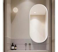 Swivel Corner Bathroom Mirror Oval Wall Mounted Corner Mirror Makeup Mirror with Swivel Bracket Wall Mirror with Extendable Arm and Metal Frame HD Horizontally Or Vertically(White,W30xH50cm)