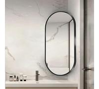 Swivel Corner Bathroom Mirror Oval Wall Mounted Corner Mirror Makeup Mirror with Swivel Bracket Wall Mirror with Extendable Arm and Metal Frame HD Horizontally Or Vertically(Black,W40xH70cm)