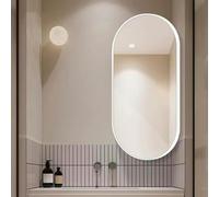 Swivel Corner Bathroom MirrorOval WallMounted Makeup Mirror with Metal Frame & Adjustable Bracket SpaceSaving Design for Stylish Bathrooms (White 50x80cm)