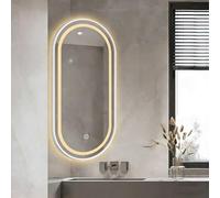 Swivel Corner Wall Makeup Mirror, Extendable Rotating Oval Mirror,LED Bathroom Mirror,Aluminium Alloy Frame, 3 Colors Dimmable Light, Touch Button(White,40x80cm)