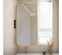 Swivel Corner Wall Mirror, 360° Swivel, Retractable, Rectangular Bathroom Mirror, 40X70cm,40X80cm,50X80cm,60X90cm Decorative Mirror With Aluminum Frame, HD Makeup Mirror ( Color : Gold , Size : 40X70C