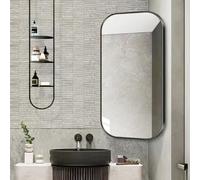 Swivel Corner Wall Mirror, 360° Swivel, Retractable, Rectangular Bathroom Mirror, 40X70cm,40X80cm,50X80cm,60X90cm Decorative Mirror With Aluminum Frame, HD Makeup Mirror ( Color : Nero , Size : 40X80C